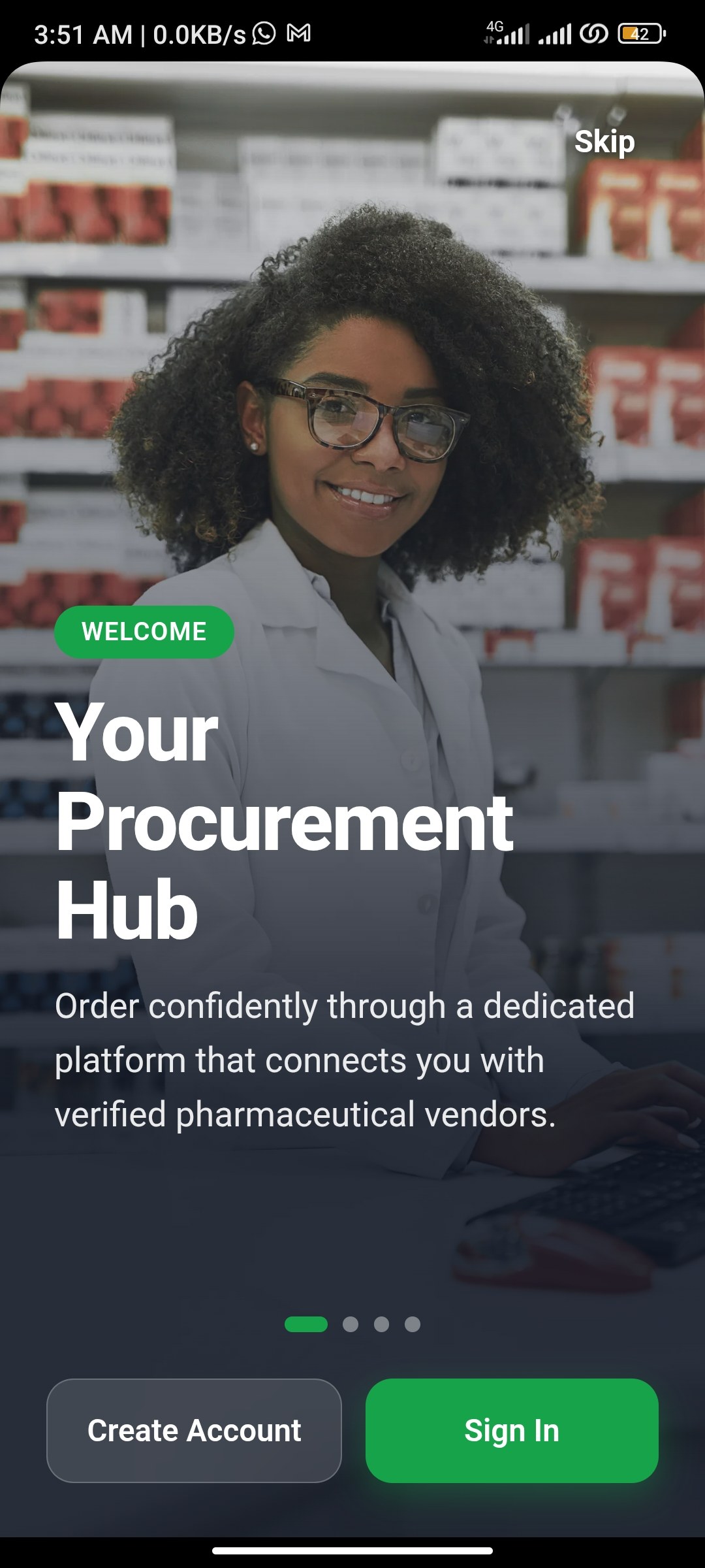 Pharvlink app welcome screen